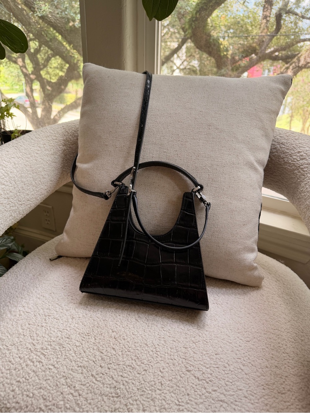 STAUD mini crossbody bag croc embossed